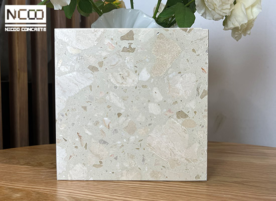 High Quality New Material Artificial Stone Beige Terrazzo Concrete Slabs Sale