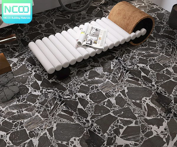 Black Terrazo Floor Tiles Top Quality Interior Decoration Non-slip Terrazzo Cement Tiles