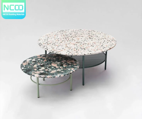 Smooth Surface Terrazzo Table Custom Terrazzo Recycled Stone Furniture
