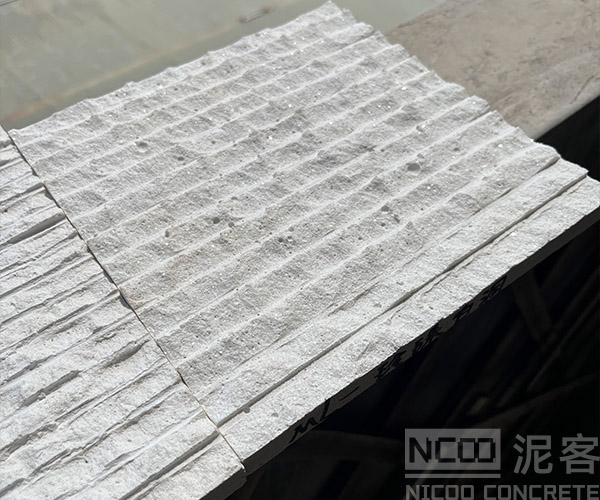 CN Pearl White Travertine Groove Cement Panel Chain Store Project